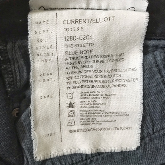 Current/Elliott The Stiletto Skinny Dark Blue Wash Cropped Ankle Jeans - Picture 5 of 5